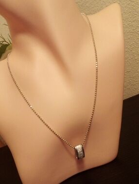 Pave Silver Bar Necklace with Shimmering Pendant - Women Jewelry